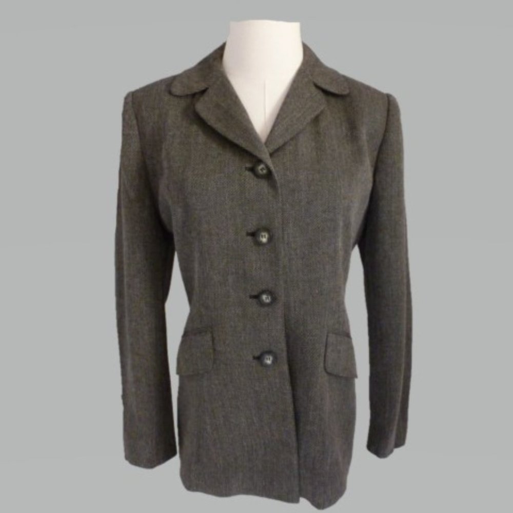 Jones New York 4P Black and Beige Long Sleeve Suit Jacket